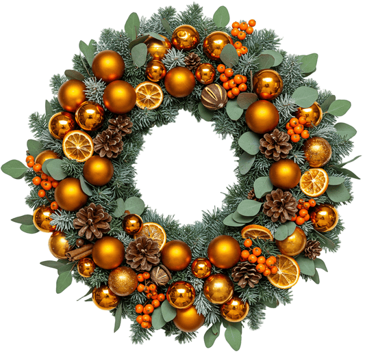Spruce and Orange Citrus Charm Wreath - Florist London