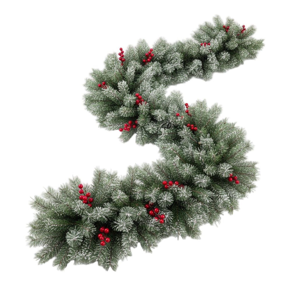 Spruce Snowing Garland with Red Berries - Florist London