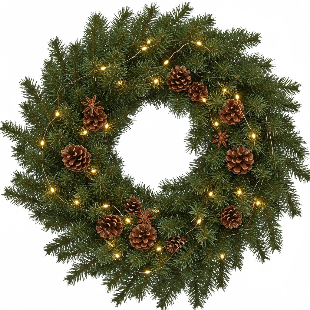 Spruce Wreath with Lights and Cones - Florist London