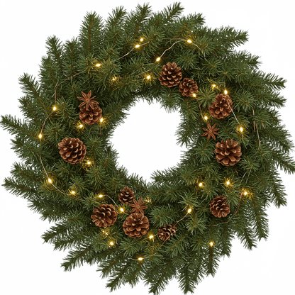 Spruce Wreath with Lights and Cones - Florist London