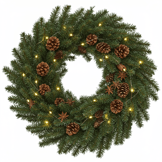 Spruce Wreath with Lights and Cones - Florist London