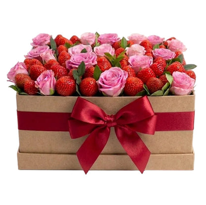 Strawberries and Spray Roses Box - Florist London