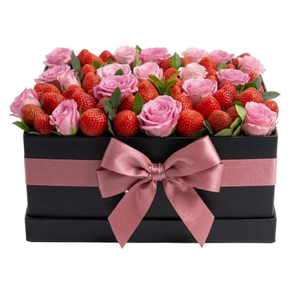 Strawberries and Spray Roses Box - Florist London