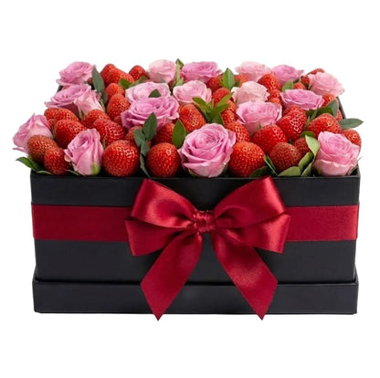 Strawberries and Spray Roses Box - Florist London