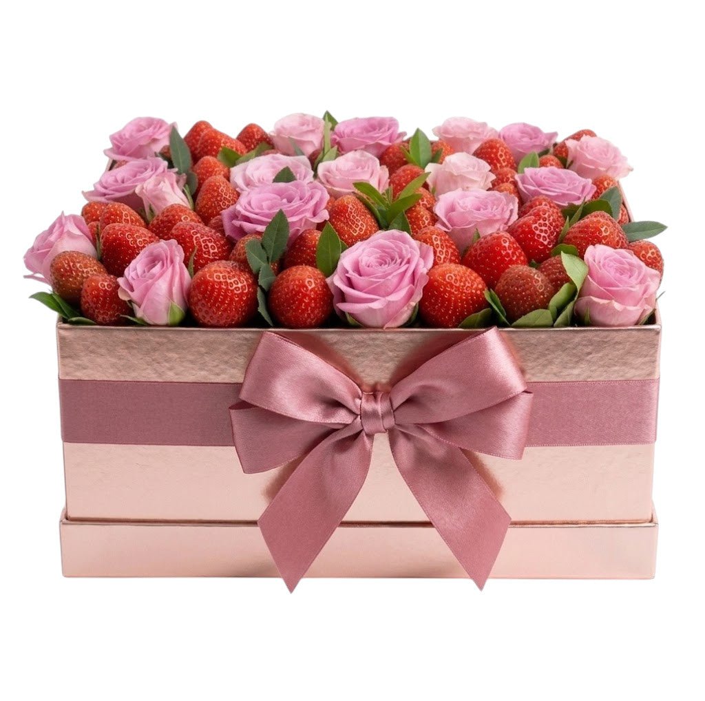 Strawberries and Spray Roses Box - Florist London