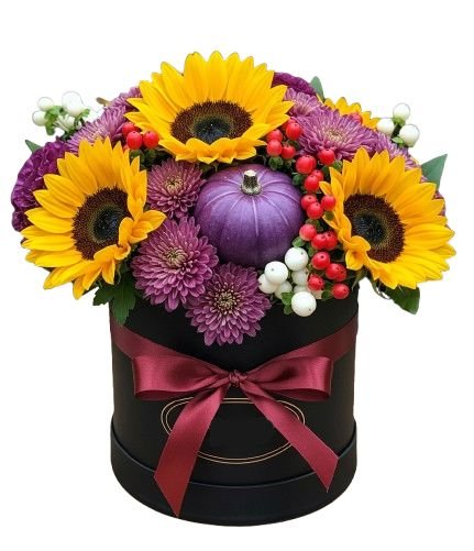 Sunflowers in Purple Halloween Pretty Box - Florist London