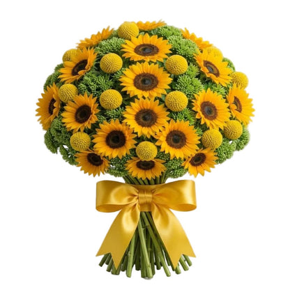 Sunflowers with Craspedia and Sedum Bouquet - Florist London