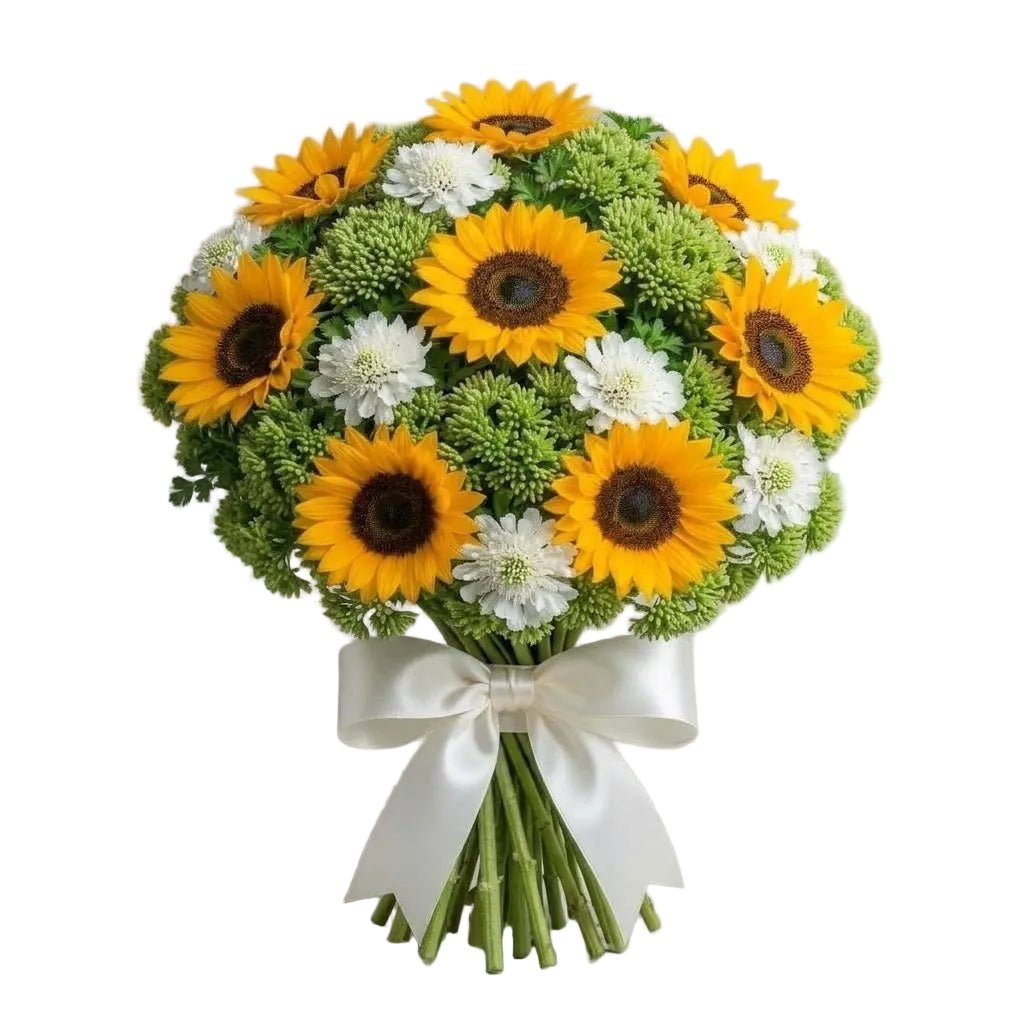 Sunflowers with Scabiosa and Sedum Bouquet - Florist London