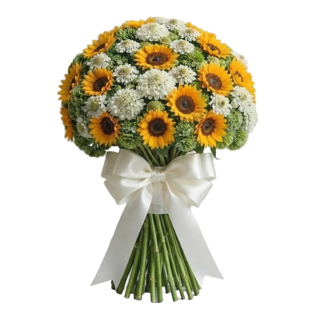 Sunflowers with Scabiosa and Sedum Bouquet - Florist London