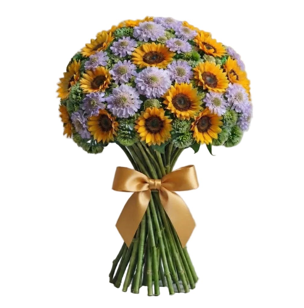Sunflowers with Scabiosa and Sedum Bouquet - Florist London