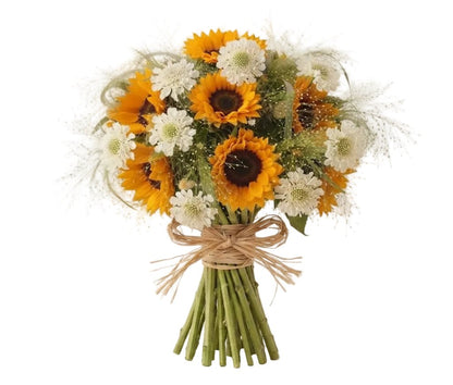 Sunflowers with Scabiosa in Panicum Grass Bouquet - Florist London
