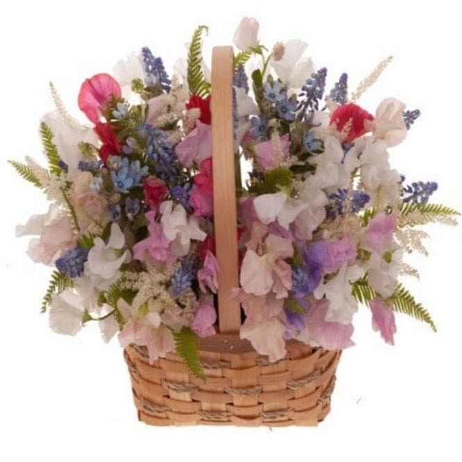 Sweet Pea and Muscari in Basket - Florist London
