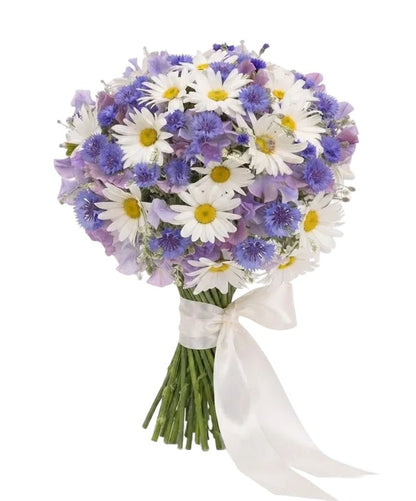Sweet Pea with Daisy and Cornflower Bouquet - Florist London