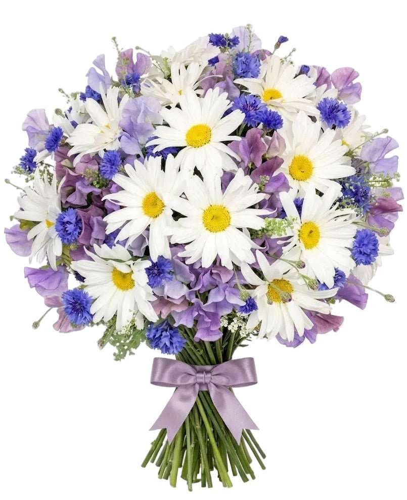 Sweet Pea with Daisy and Cornflower Bouquet - Florist London