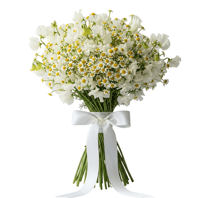 Sweet Pea with Daisy Tanacetum Bouquet - Florist London