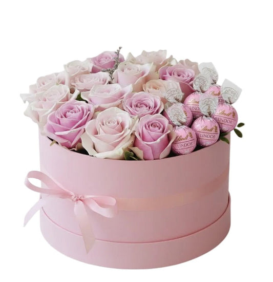 Sweet Romance Pastel Roses & Chocolate Box - Florist London