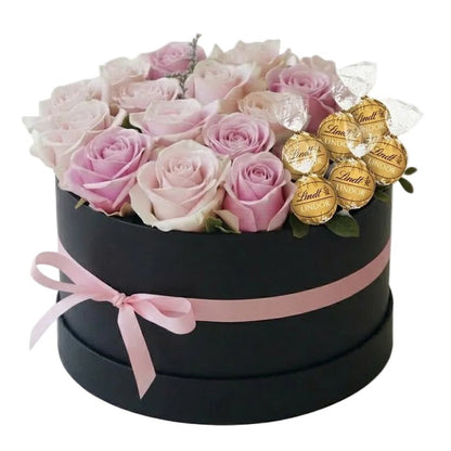 Sweet Romance Pastel Roses & Chocolate Box - Florist London