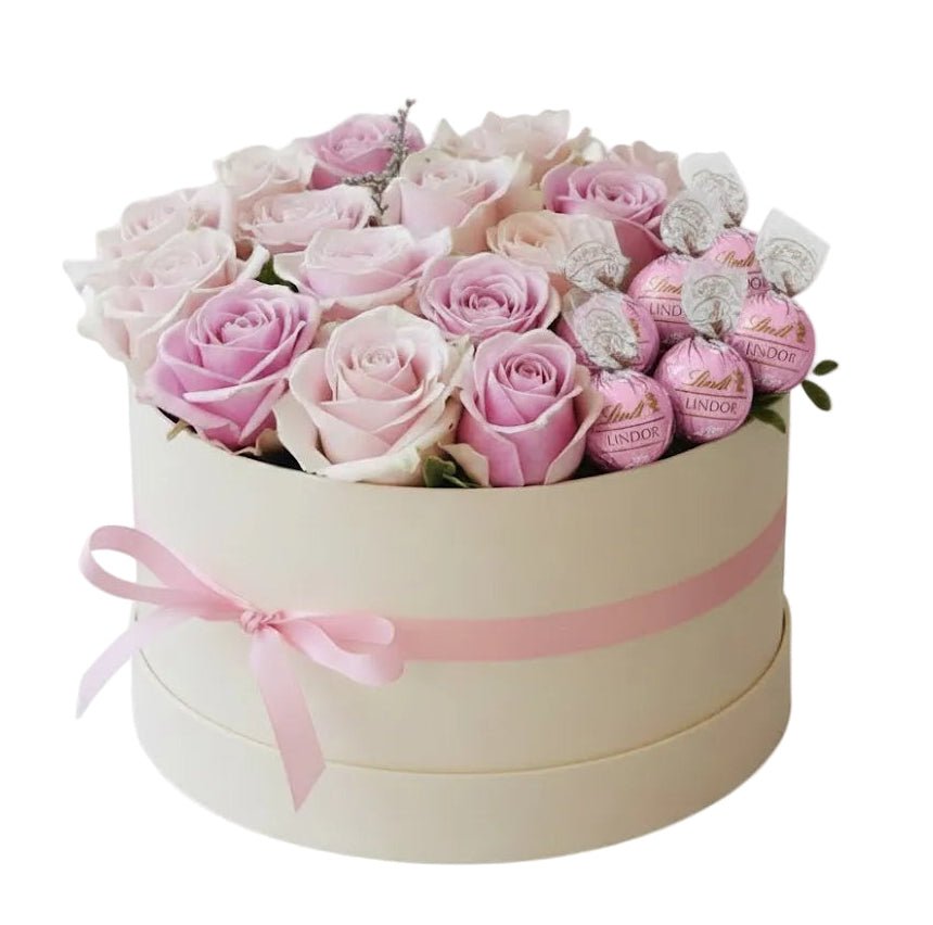 Sweet Romance Pastel Roses & Chocolate Box - Florist London