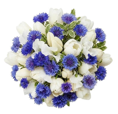 Tulips and Cornflower with Sweet Pea Bouquet - Florist London