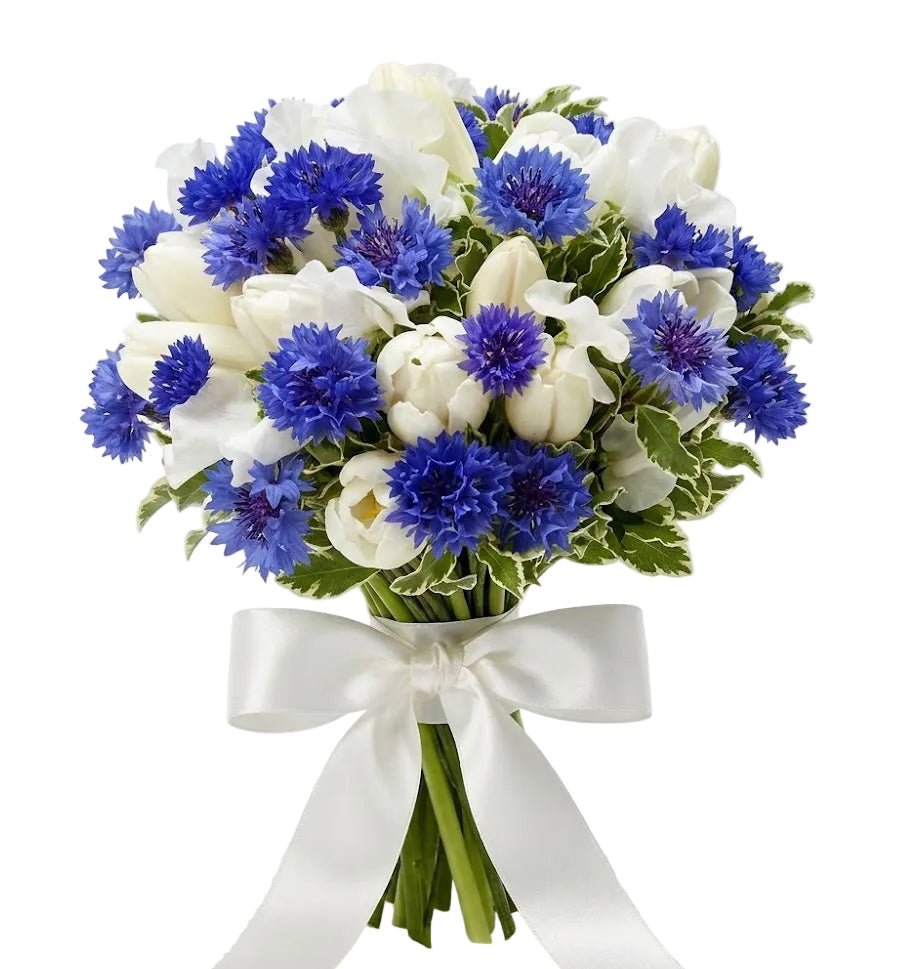 Tulips and Cornflower with Sweet Pea Bouquet - Florist London