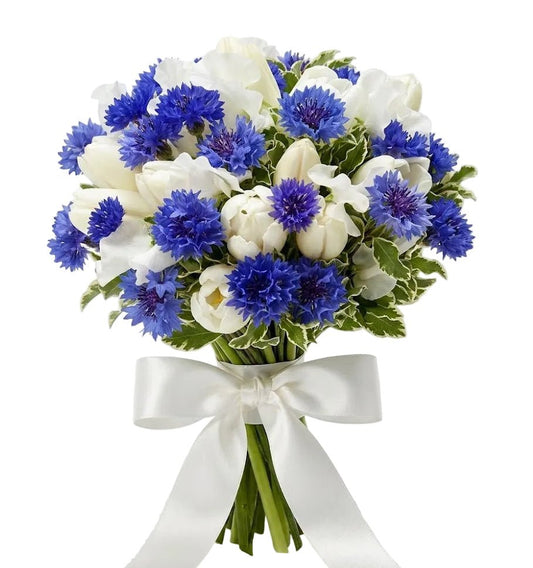 Tulips and Cornflower with Sweet Pea Bouquet - Florist London