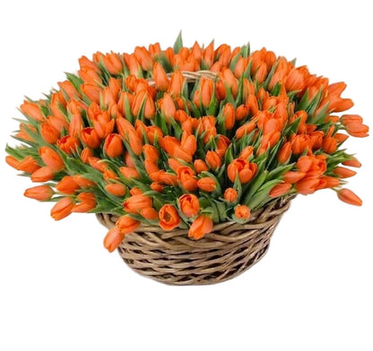 Tulips Flowers Basket - Florist London
