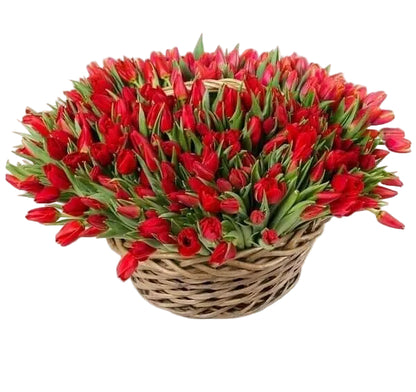 Tulips Flowers Basket - Florist London