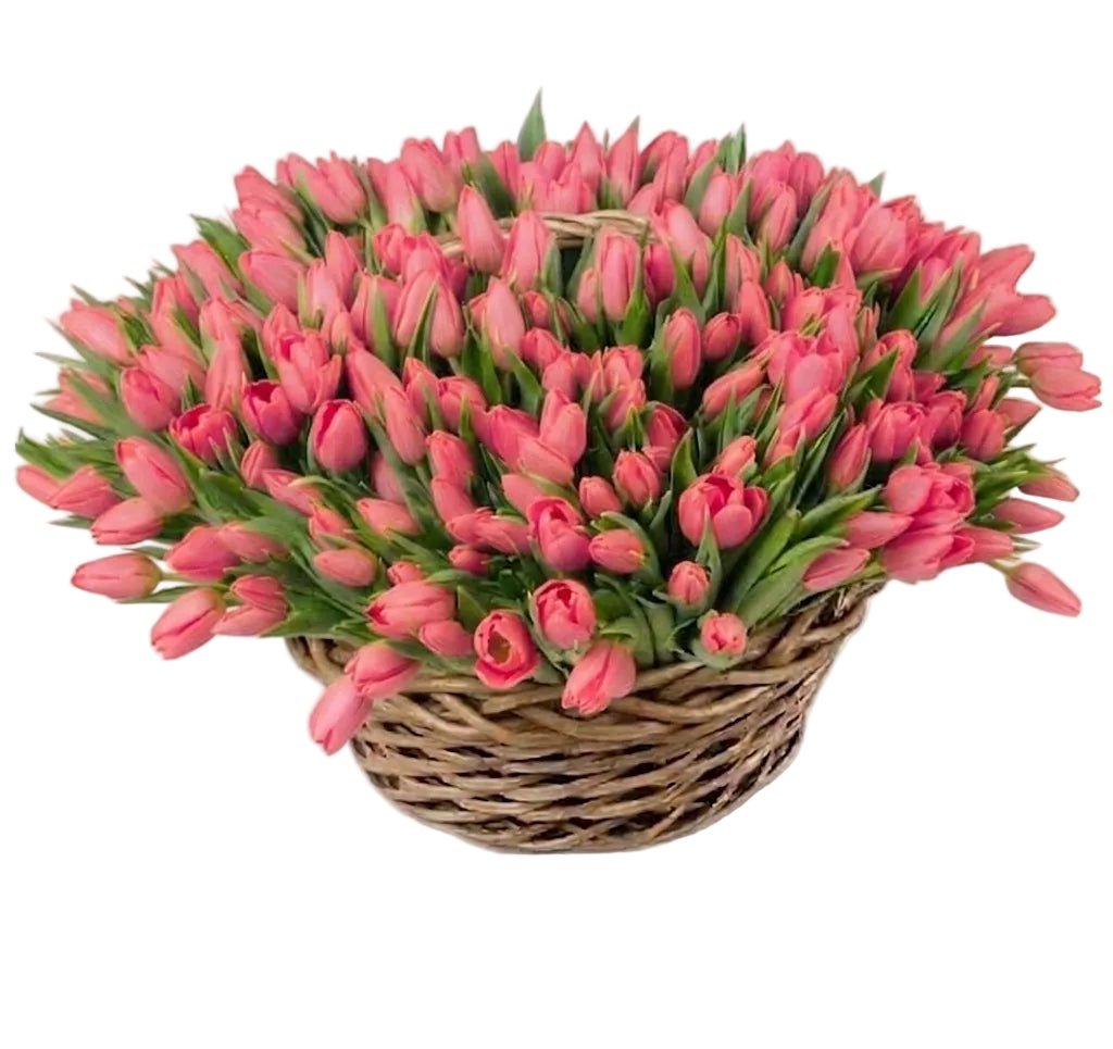 Tulips Flowers Basket - Florist London