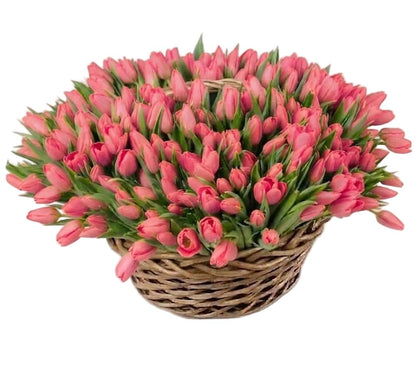 Tulips Flowers Basket - Florist London