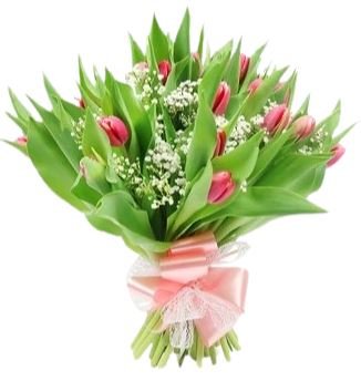 Tulips with Gypsophila Bouquet - Florist London