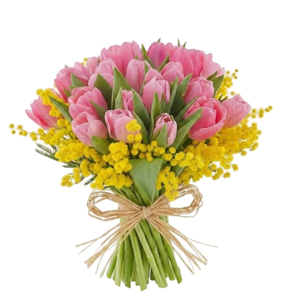 Tulips with Mimosa Bouquet - Florist London