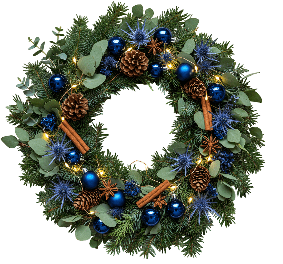 Twilight Blue Forest Wreath - Florist London