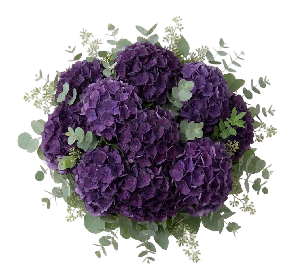 Purple Hydrangea with Eucalyptus Bouquet