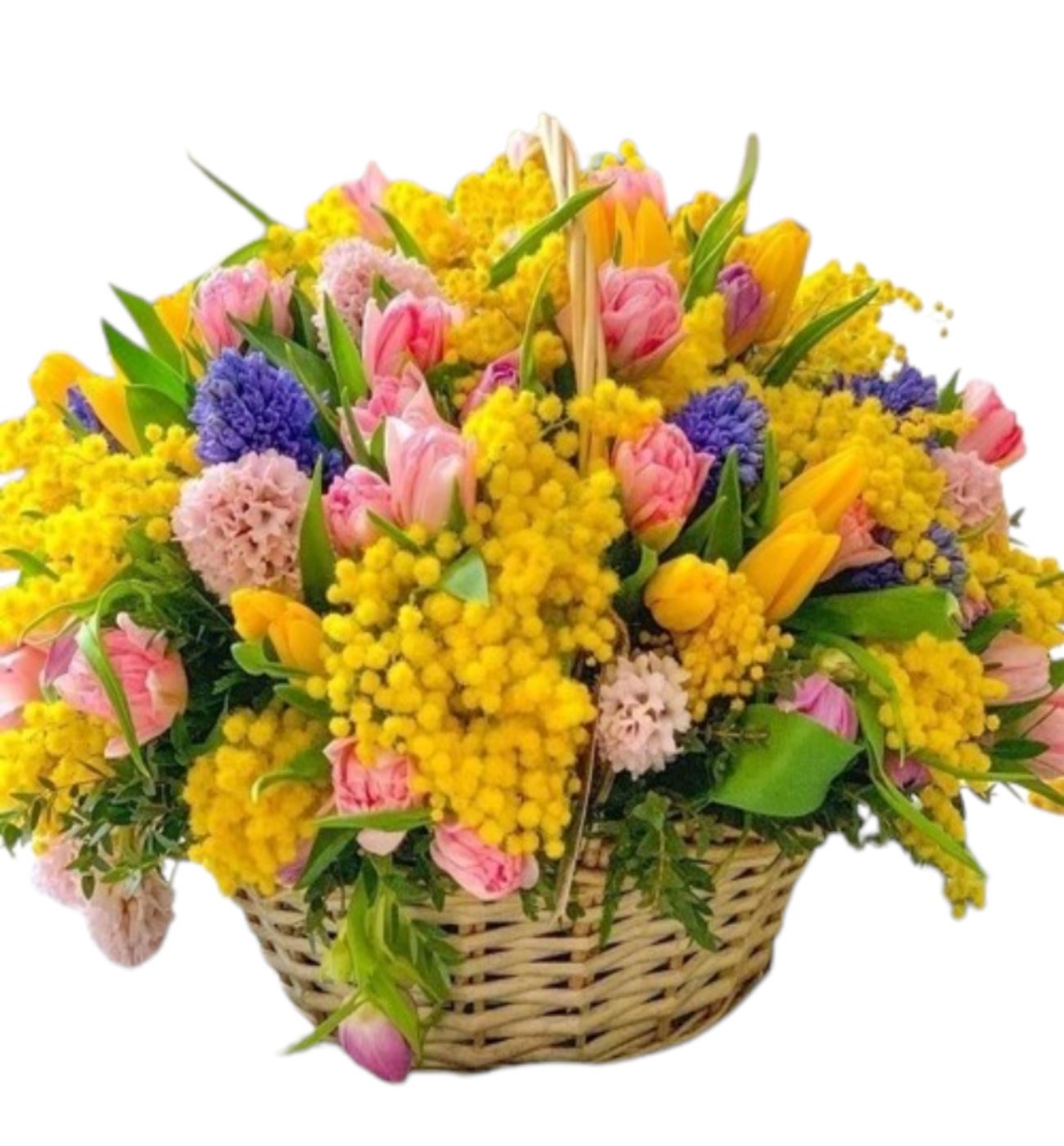 Vibrant Spring Basket with Mimosa - Florist London