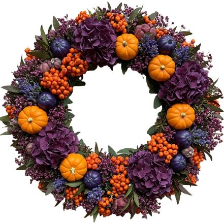 Vintage Purple Wreath with Pumpkins