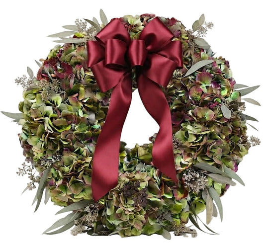Vintage Red Hydrangea Door Wreath - Florist London