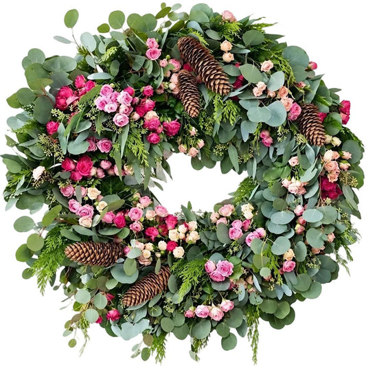 Vintage Spray Roses Door Wreath - Florist London