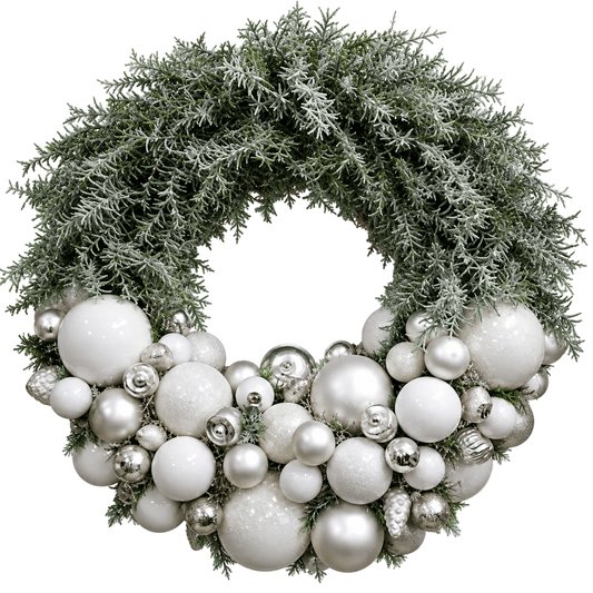White and Silver Snow Wreath - Florist London