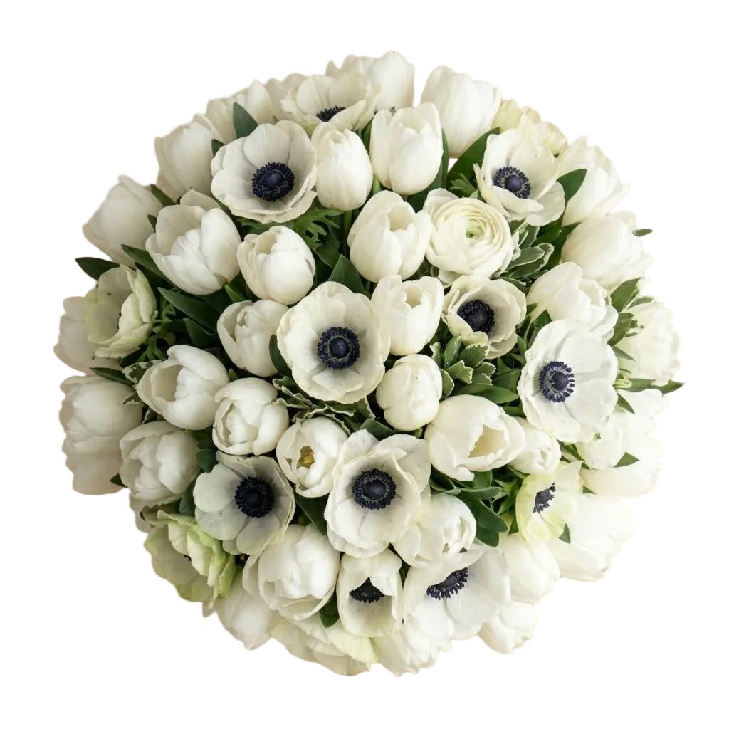 White Anemones with Tulips Bouquet - Florist London