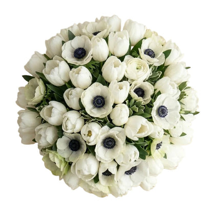 White Anemones with Tulips Bouquet - Florist London