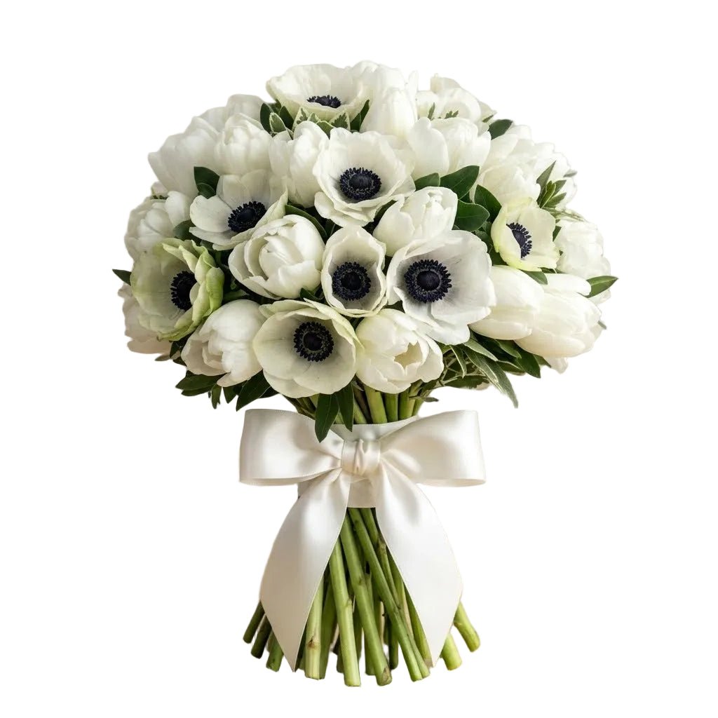 White Anemones with Tulips Bouquet - Florist London