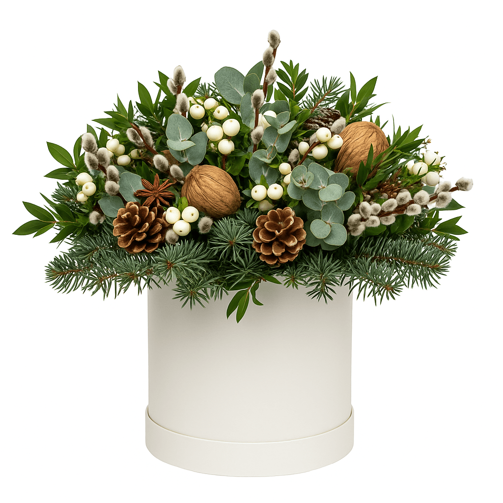 White Berry and Catkins Christmas Box - Florist London