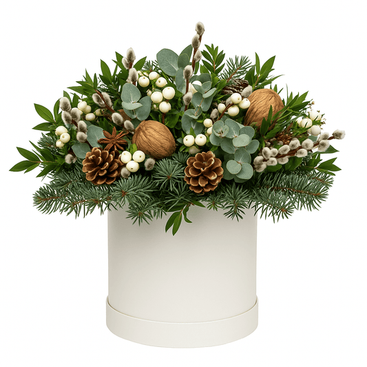 White Berry and Catkins Christmas Box - Florist London