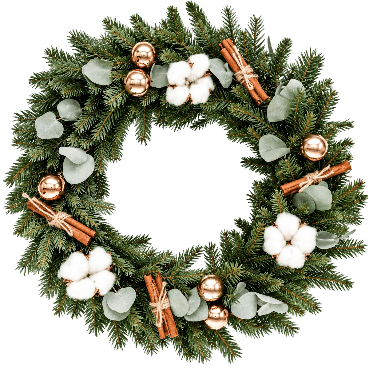 White Cotton and Cinnamon Wreath - Florist London