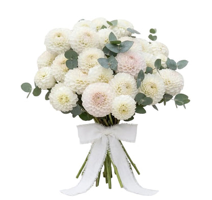 White Dahlia with Eucalyptus Bouquet - Florist London