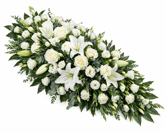 White Funeral Coffin Spray - Florist London