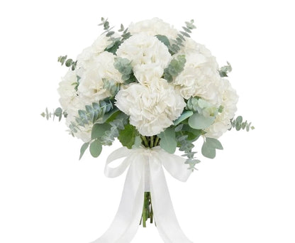 White Hydrangea with Eucalyptus Bouquet - Florist London