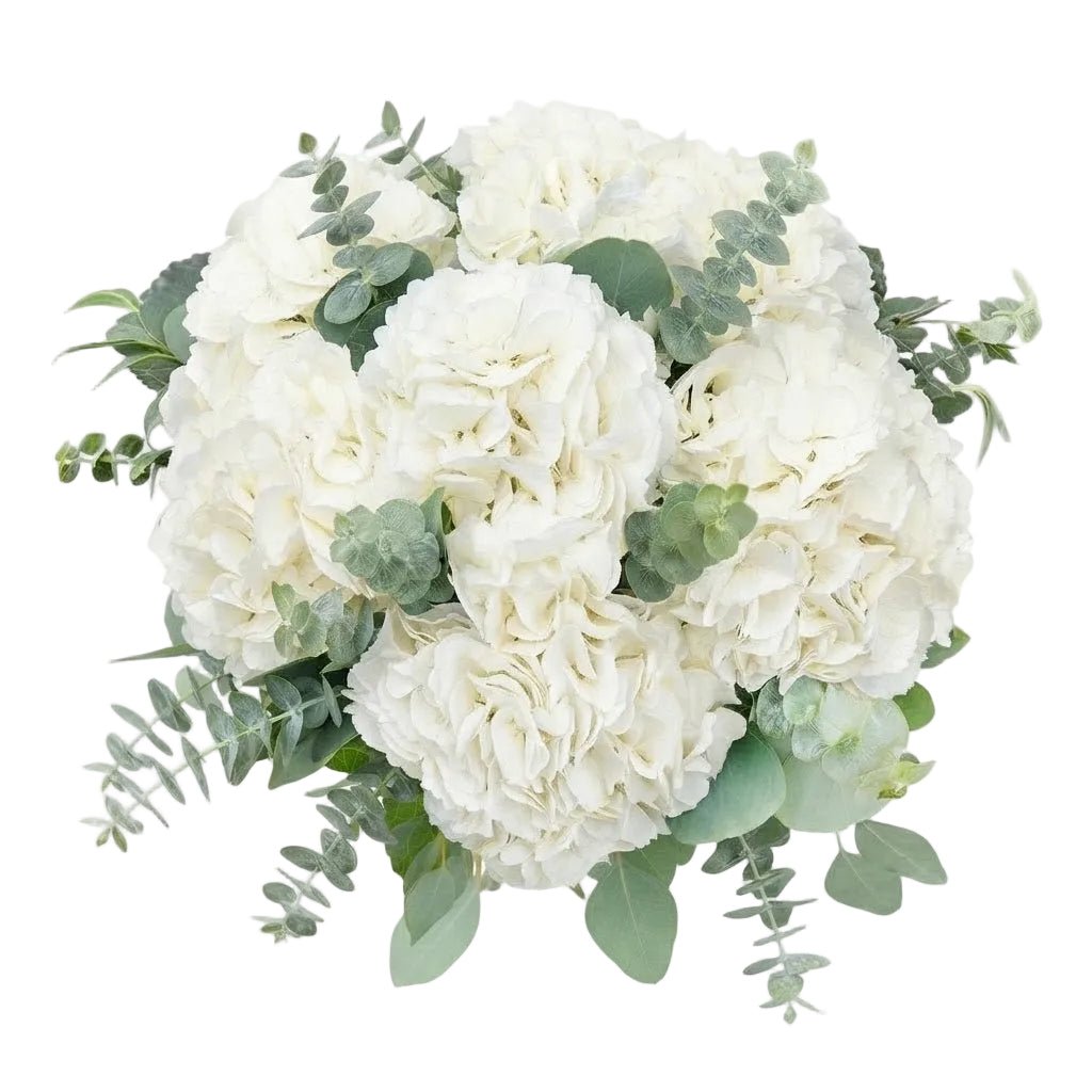 White Hydrangea with Eucalyptus Bouquet - Florist London