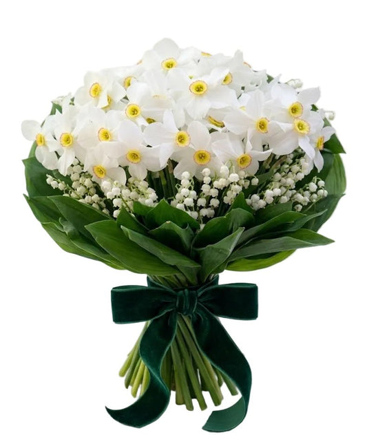 White Narcissus and Lily of the Valley Bouquet - Florist London
