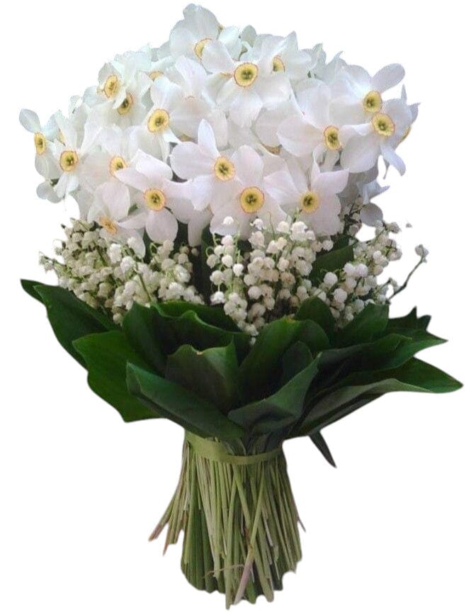 White Narcissus and Lily of the Valley Bouquet - Florist London
